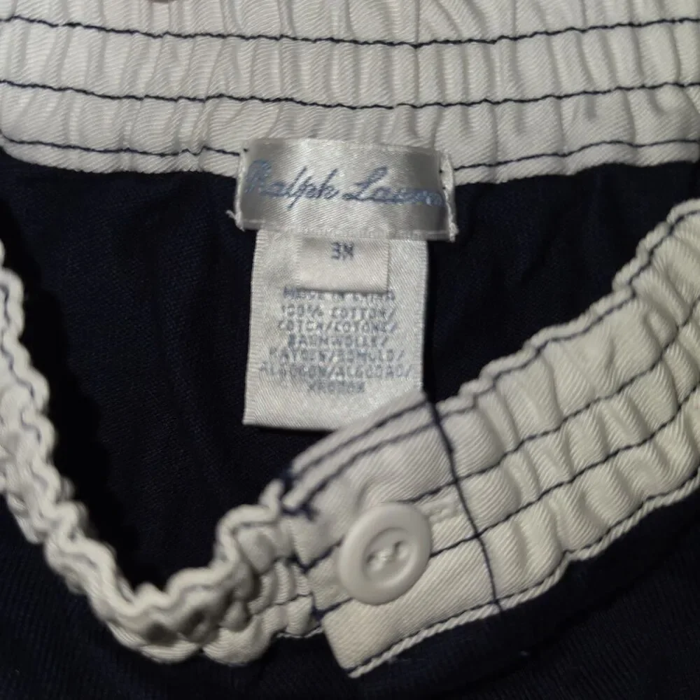 Ralph Lauren Polo Short Sleeve Bodysuit Navy Pants 2 PC Outfit Baby SZ 3 Months